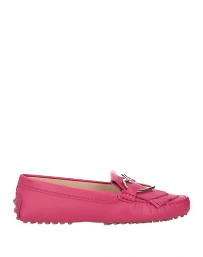 Shop Tod's Woman Loafers Magenta Size 7.5 Leather