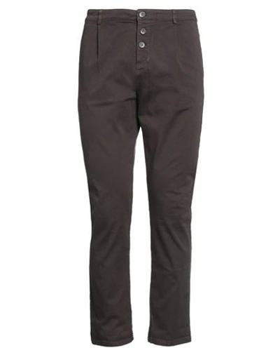 Shop Stefano Calmonte Man Pants Dark Brown Size 35 Cotton, Elastane