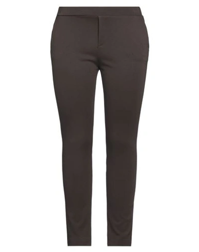 1-one Woman Pants Dark Brown Size 8 Viscose, Polyamide, Elastane In Brown