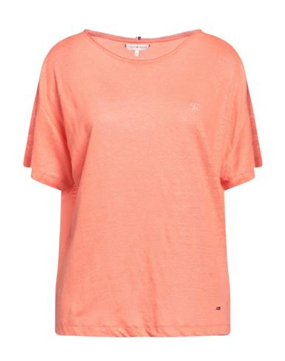 Shop Tommy Hilfiger Woman T-shirt Salmon Pink Size S Linen