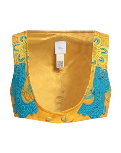 Patou Woman Top Yellow Size 6 Cotton, Wool, Viscose In Yellow