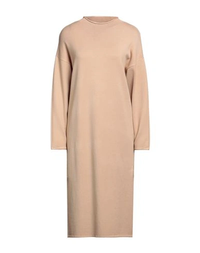 Shop O'dan Li Woman Midi Dress Camel Size S/m Viscose, Polyamide, Elastane In Beige