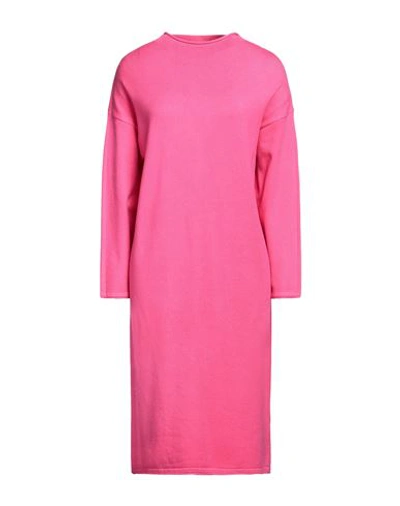 Shop O'dan Li Woman Midi Dress Fuchsia Size L/xl Viscose, Polyamide, Elastane In Pink