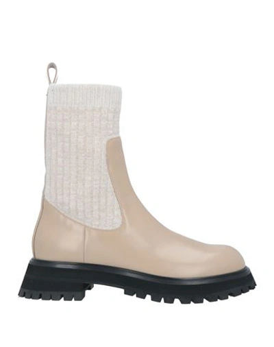 Shop Lafayette 148 Woman Ankle Boots Beige Size 8 Soft Leather, Textile Fibers