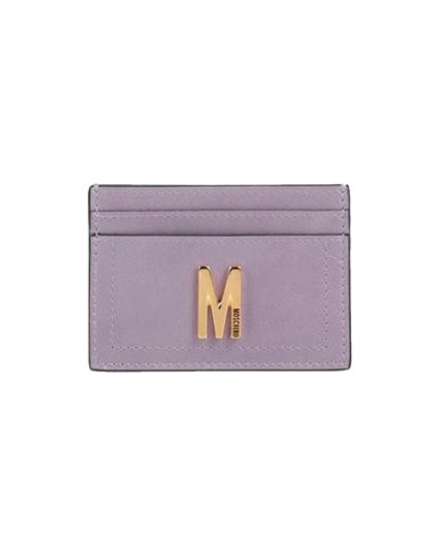 Moschino Card Holder With Gold Plaque In Purple