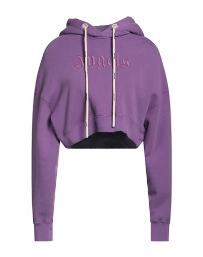 Shop Palm Angels Woman Sweatshirt Light Purple Size M Cotton, Elastane