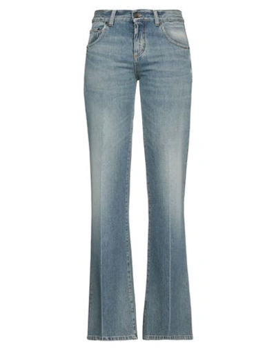 Shop Saint Laurent Woman Jeans Blue Size 28 Cotton, Calfskin