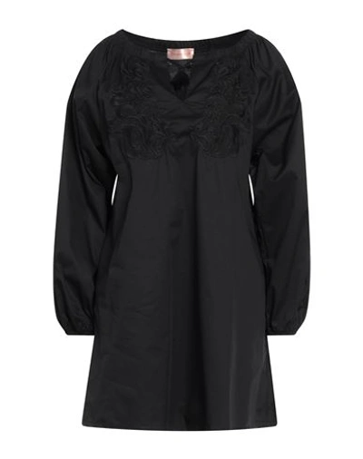 Shop Animagemella Woman Mini Dress Black Size 8 Cotton, Nylon, Elastane