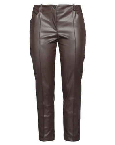 Shop Thomas Rath Woman Pants Dark Brown Size 16 Polyester, Polyurethane