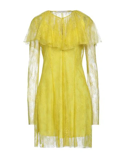 Philosophy Di Lorenzo Serafini Semi-sheer Lace Mini Dress In Yellow