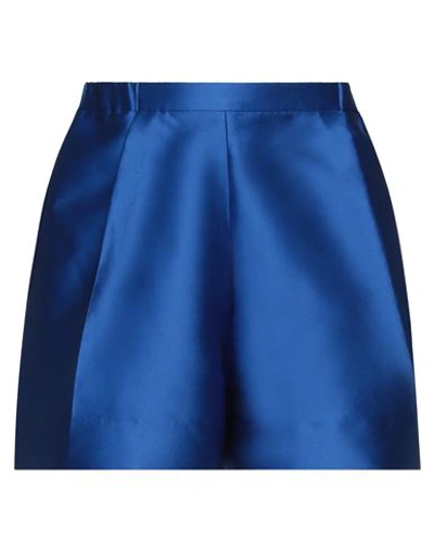 Sandro Manchester Elasticated-waist Satin Shorts In Blue