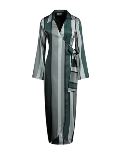 Shop Shiki Woman Long Dress Sage Green Size 10 Polyester, Elastane