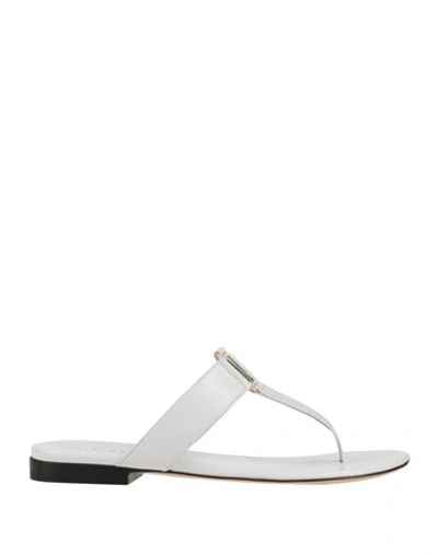 Mia Becar Woman Toe Strap Sandals White Size 10 Soft Leather In White