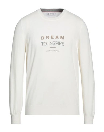 Shop Brunello Cucinelli Man Sweater Ivory Size 44 Cashmere In White