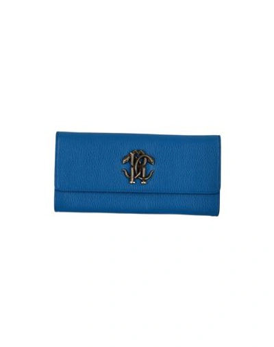 Shop Roberto Cavalli Woman Wallet Azure Size - Bovine Leather In Blue
