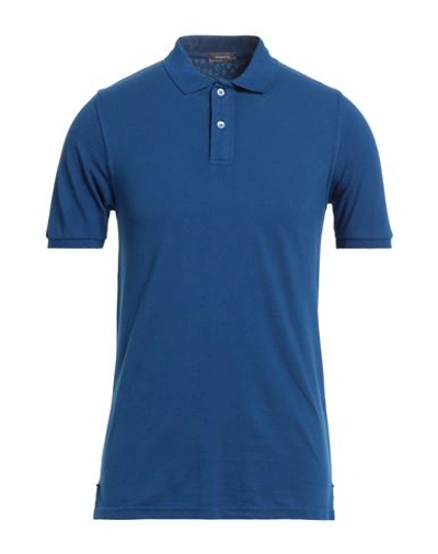 Shop Rossopuro Man Polo Shirt Blue Size 5 Cotton