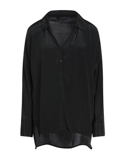 Blue Les Copains Woman Top Black Size 4 Acetate, Silk In Black
