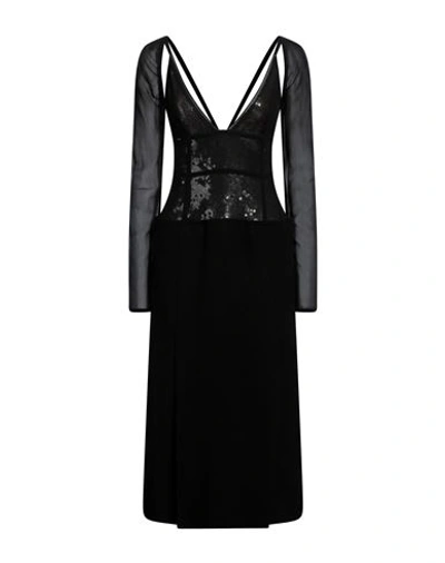 Shop Victoria Beckham Woman Midi Dress Black Size 6 Merino Wool, Nylon
