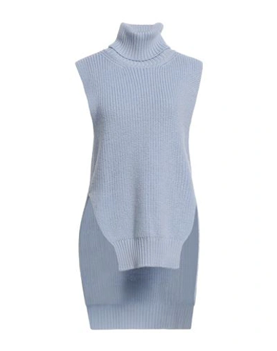 Shop Erika Cavallini Woman Turtleneck Light Blue Size S Virgin Wool, Alpaca Wool