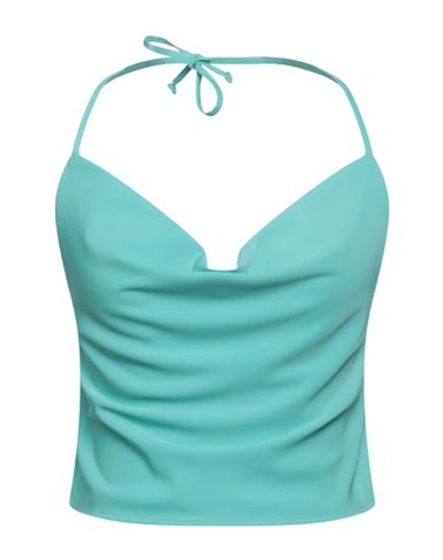 Shop Kontatto Woman Top Turquoise Size Xs Polyester, Elastane In Blue