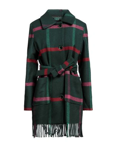 Shop Caractere Caractère Woman Coat Dark Green Size 10 Acrylic, Polyester, Wool, Polyamide