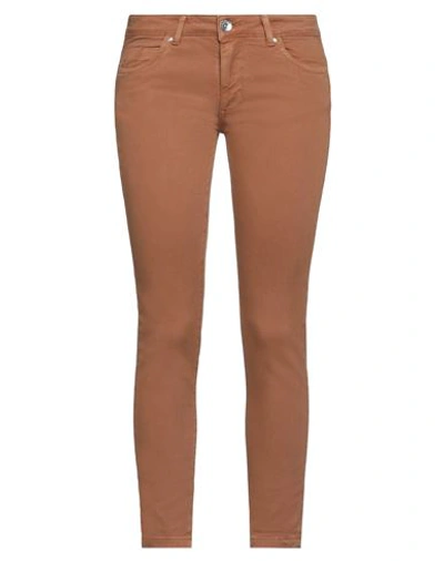 Take-two Woman Pants Tan Size 30 Cotton, Elastane In Brown