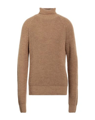 Shop Manuel Ritz Man Turtleneck Camel Size L Acrylic, Wool, Viscose, Alpaca Wool In Beige