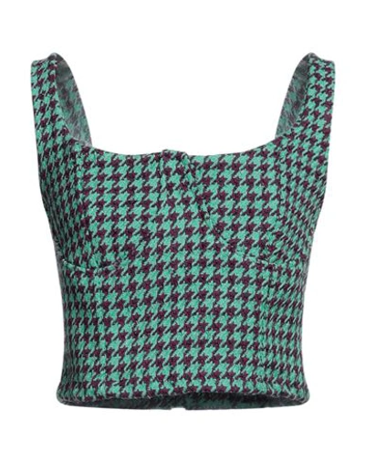 Vanessa Scott Woman Top Green Size M Polyester, Wool In Green