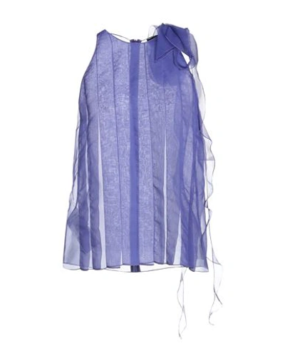 Giorgio Armani Woman Top Purple Size 8 Silk In Purple