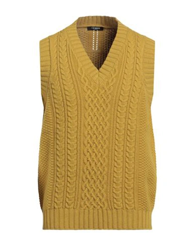+39 Masq Man Sweater Mustard Size 42 Merino Wool In Yellow