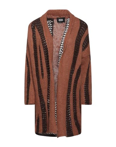Alpha Studio Woman Cardigan Brown Size 6 Polyamide, Wool, Mohair Wool, Merino Wool, Cotton In Brown