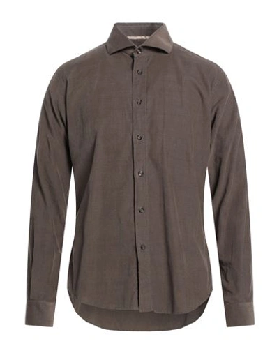 Shop Alessandro Lamura Man Shirt Khaki Size L Cotton In Beige