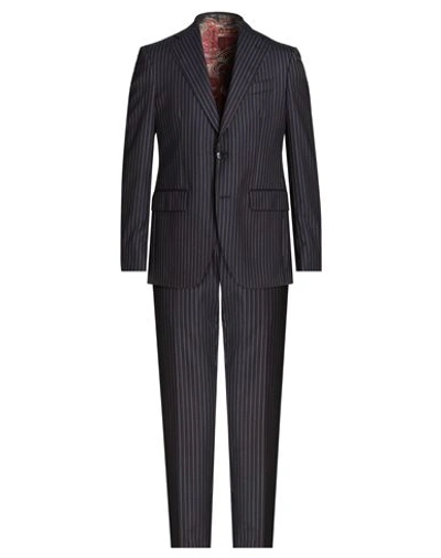 Shop Etro Man Suit Midnight Blue Size 44 Wool