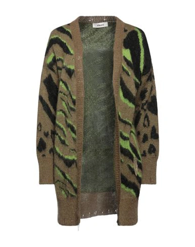 Shop Dimora Woman Cardigan Military Green Size 6 Acrylic, Mohair Wool, Polyamide