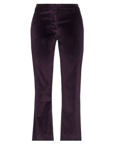 Pt Torino Woman Pants Dark Purple Size 10 Cotton, Elastane In Purple