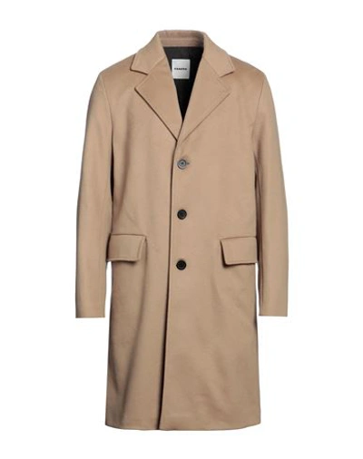 Shop Sandro Man Coat Camel Size Xl Wool, Cashmere In Beige