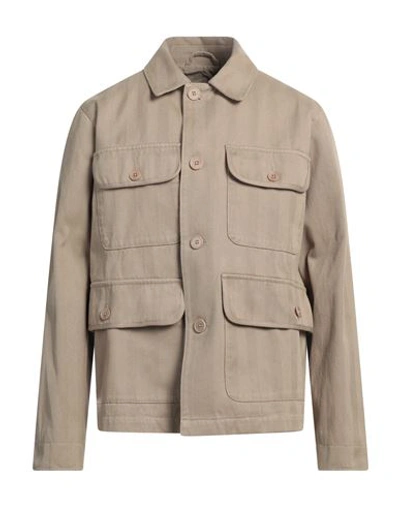 Shop Wood Wood Man Jacket Khaki Size Xl Cotton In Beige
