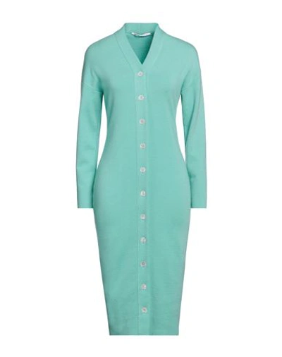 Shop Agnona Woman Midi Dress Light Green Size L Cashmere, Polyamide