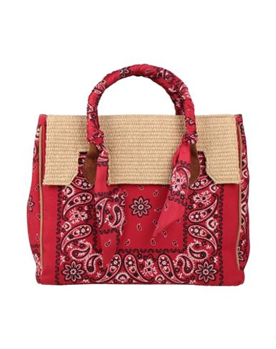 Shop Viamailbag Woman Handbag Red Size - Soft Leather, Straw, Textile Fibers