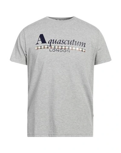 Shop Aquascutum Man T-shirt Grey Size M Cotton, Elastane
