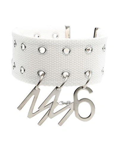 Mm6 Maison Margiela Logo Pendant Choker Necklace In White