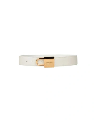Shop Buscemi Man Belt Ivory Size 39.5 Soft Leather In White