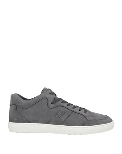 Shop Tod's Man Sneakers Lead Size 7 Soft Leather In Grey