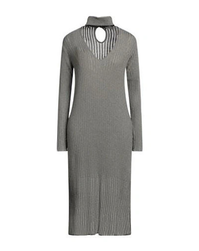 Shop Agnona Woman Midi Dress Dove Grey Size L Cashmere, Silk, Polyamide, Metallic Polyester