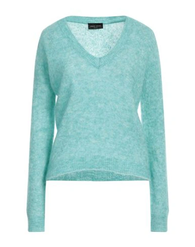 Shop Roberto Collina Woman Sweater Turquoise Size L Mohair Wool, Wool, Nylon, Elastane In Blue