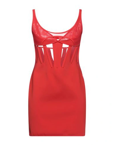 Shop Mugler Woman Mini Dress Red Size 8 Polyamide, Elastane