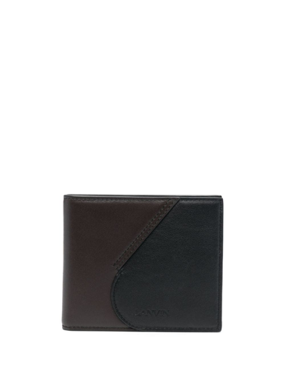 Shop Lanvin Two-tone Leather Cardholder In Brown