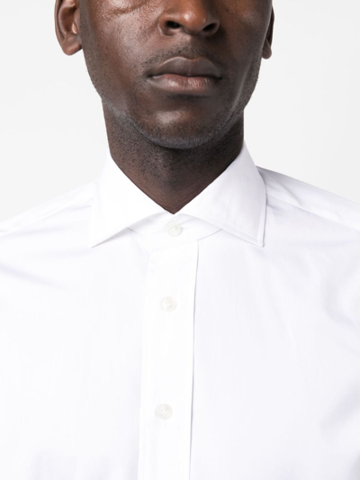 Shop Lardini Long-sleeve Cotton Shirt In White