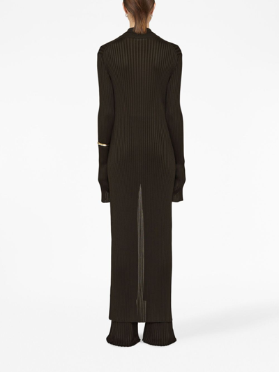 Shop Jil Sander Ribbed-knit Cardigan In Brown