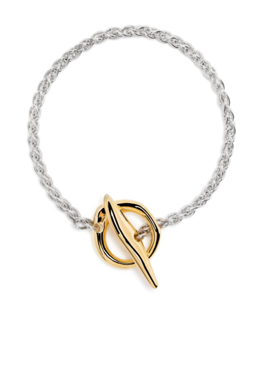 Shop Tom Wood 18kt Recycled Gold Plated Robin Duo Bracelet In Silver